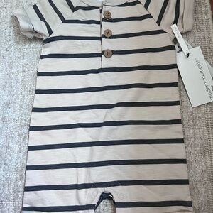 Gerber Taupe and Gray Striped Baby Romper
